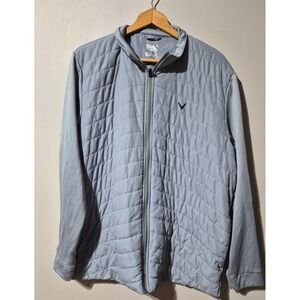 Callaway Golf Jacket Womens XL Light Blue Gray Quilted Hybrid Full Zip Mock Neck